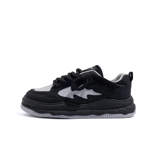 HUANQIU Skateboard Shoes Men Low-Top Black Gray