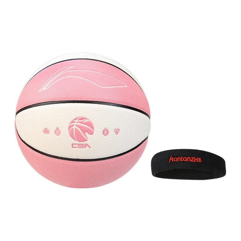 LiNing PU Basketball Pink White Size 7 Training Unisex-17