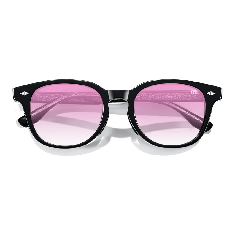 APRIL Plate Frame Round Sunglasses With Polarized Lenses Unisex-34