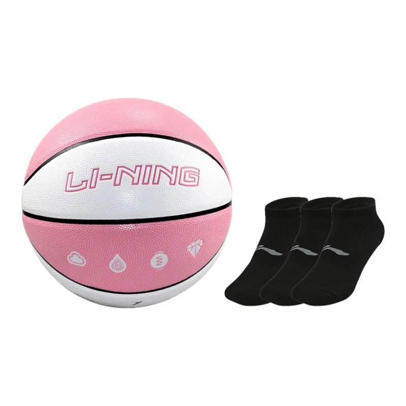 LiNing PU Basketball Pink White Size 7 Training Unisex-18