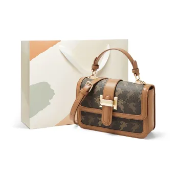 15 MINS PVC Handbags Crossbody Bags Medium Size Women's Warm Beige Apricot & Coffee/Coffee