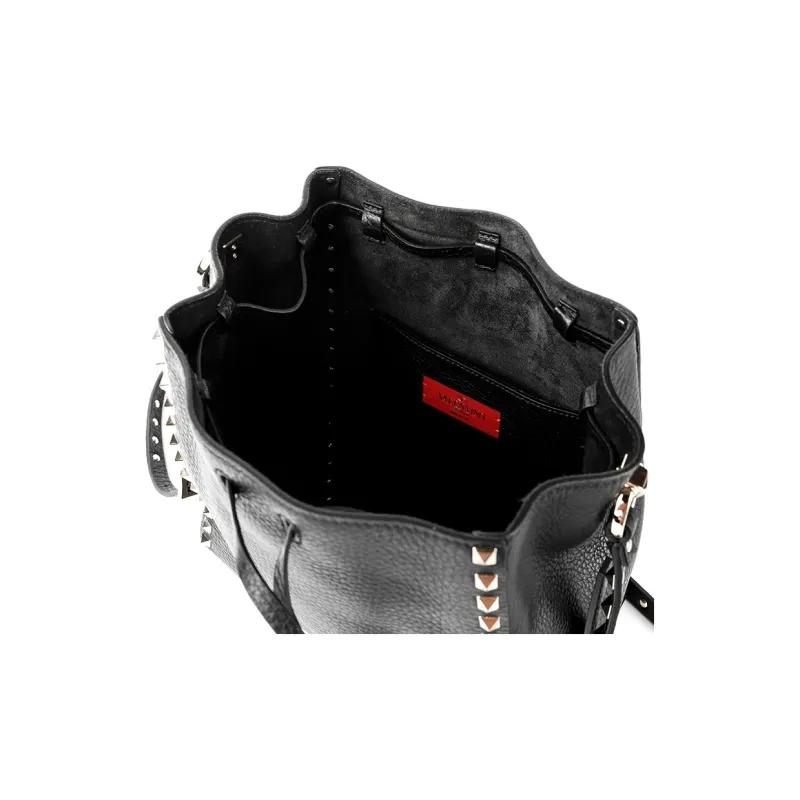 Valentino Calfskin Bucket Bags Crossbody Bag Shoulder Bag Women's Black-4