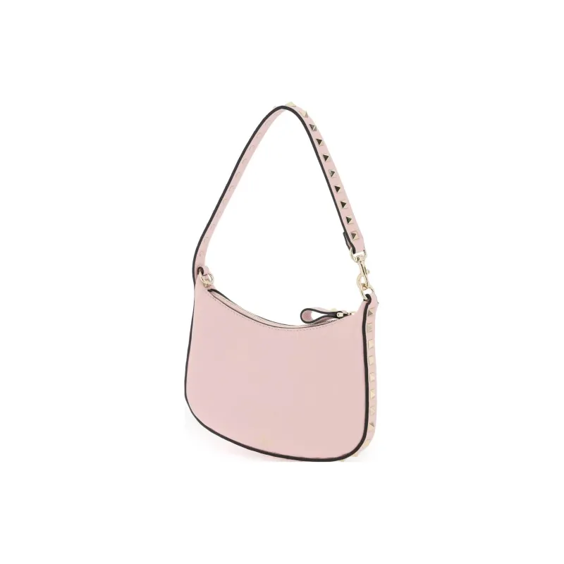 Valentino Rockstud Grained Calfskin Hobo Bag Handbag Shoulder Bag Women's Pink-1