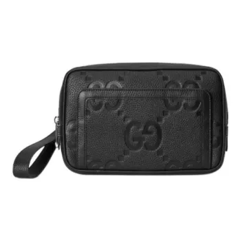 GUCCI Leather Clutch Large Size Men's Black