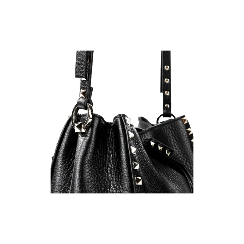 Valentino Calfskin Bucket Bags Crossbody Bag Shoulder Bag Women's Black-6