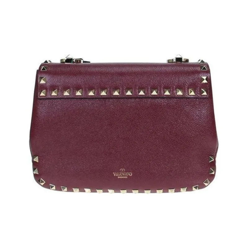Valentino Leather Crossbody Bag Shoulder Bag Women's Dark Red-5