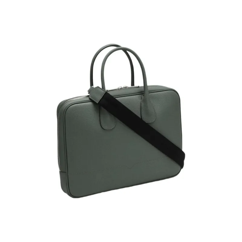 Valextra Calfskin Briefcase, Shoulder Bag, Crossbody Bag, Handbag, Laptop Bag Women's Green-1
