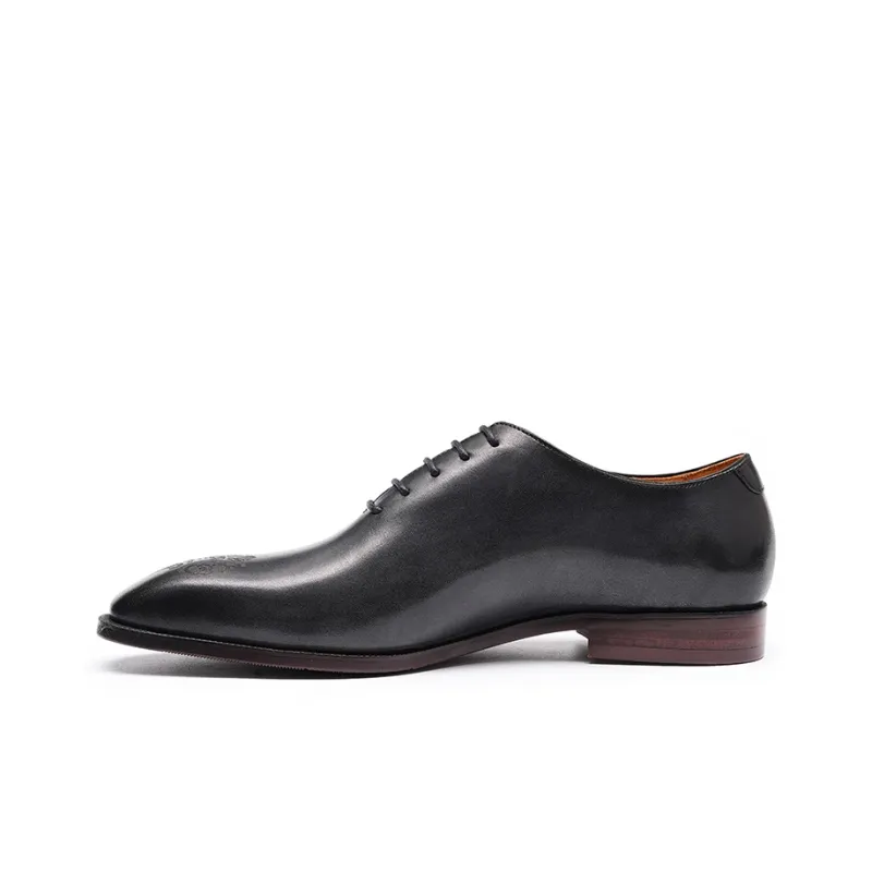 ASTON M.JAZZ Dress Shoes Men Low Top Black Gray/Earth Yellow-2