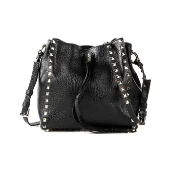 Valentino Calfskin Bucket Bags Crossbody Bag Shoulder Bag Women's Black