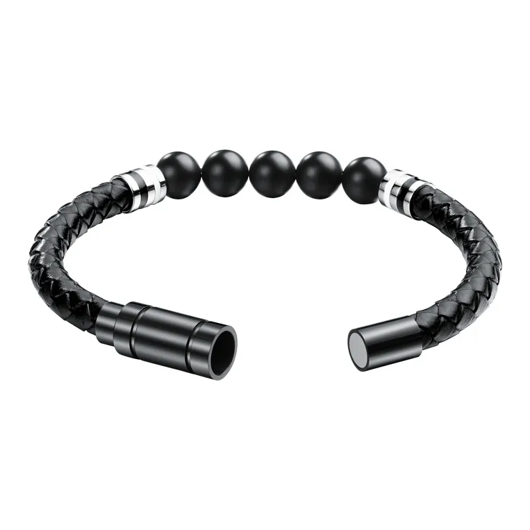 TIANWANG Black Onyx Beads Bracelets Unisex Black-2