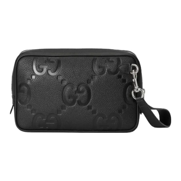 GUCCI Leather Clutch Large Size Men's Black-2