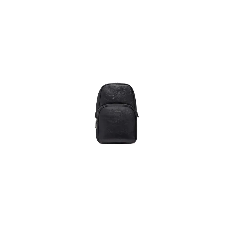 FANSIZHE Cow Leather Sling Bag Men's Black-0