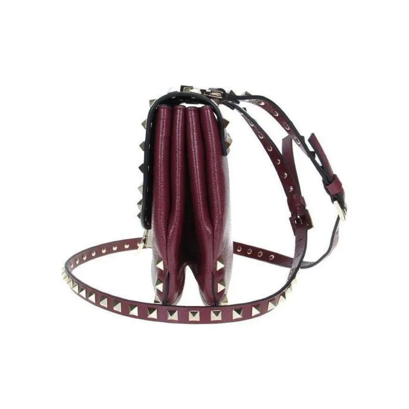 Valentino Leather Crossbody Bag Shoulder Bag Women's Dark Red-2