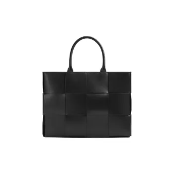Bottega Veneta Cow Leather Tote Bag Shopping Bag Handbag Small Size Women's Black