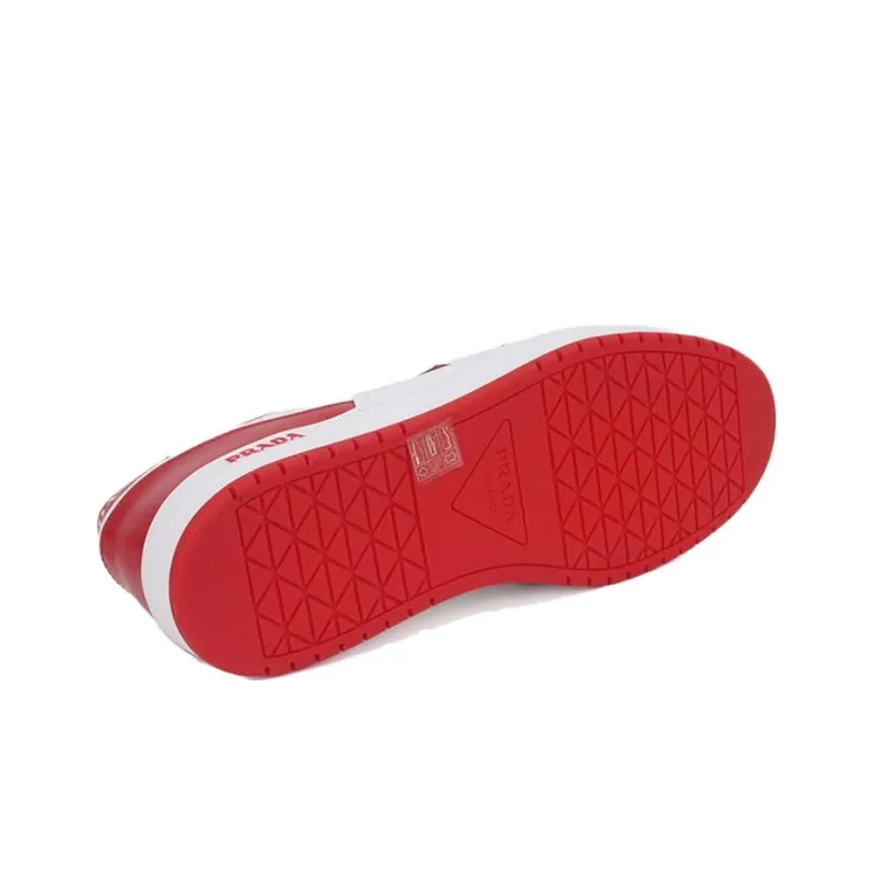 PRADA Downtown Leather Sneakers Red-4