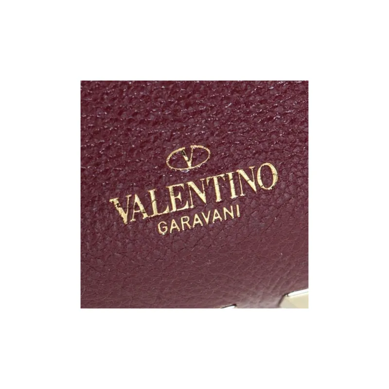 Valentino Leather Crossbody Bag Shoulder Bag Women's Dark Red-8