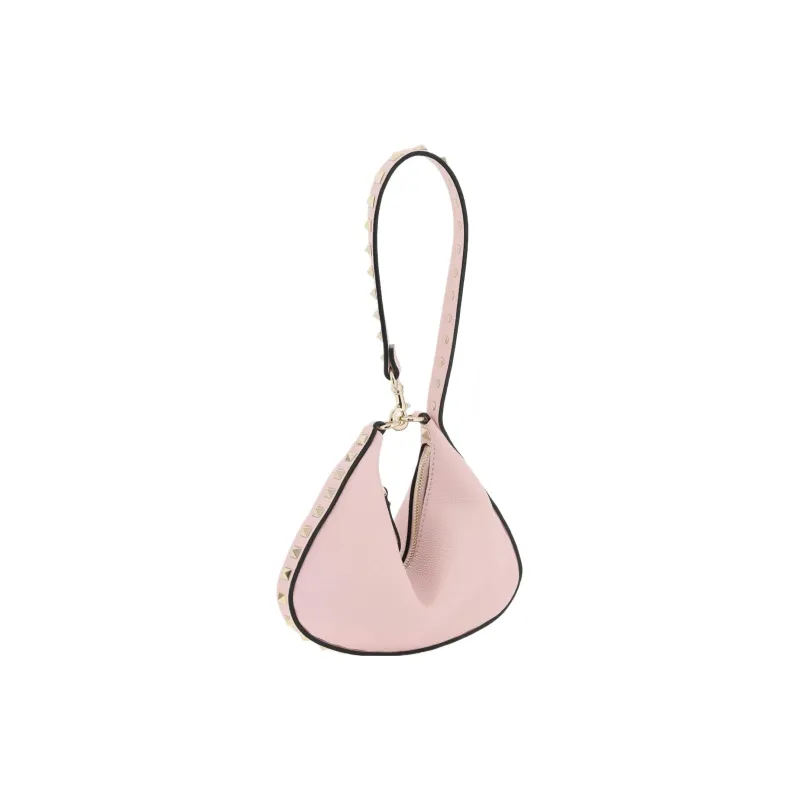 Valentino Rockstud Grained Calfskin Hobo Bag Handbag Shoulder Bag Women's Pink-2