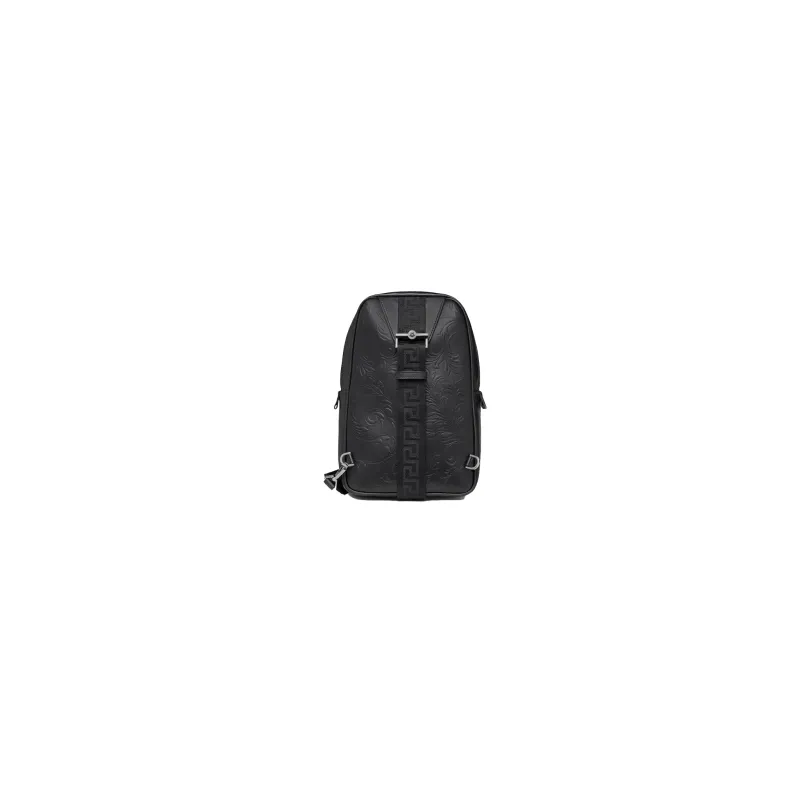 FANSIZHE Cow Leather Sling Bag Men's Black-2