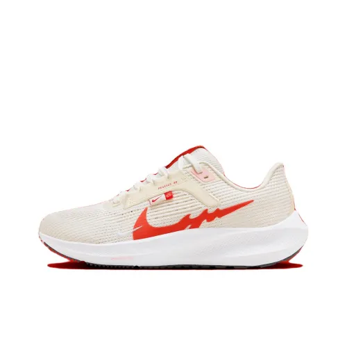 Nike Air Zoom Pegasus 40 Slip-Resistant Low-Top Running Shoes Men's Beige Red