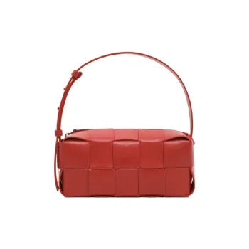 Bottega Veneta Brick Cassette Soft Sheepskin Handbag, Shoulder Bag Small Size Women's Red