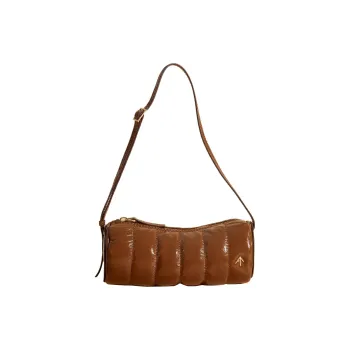 Manu Atelier Leather Cylinder Bag Handbag Shoulder Bag Women's Mocha Highlighters