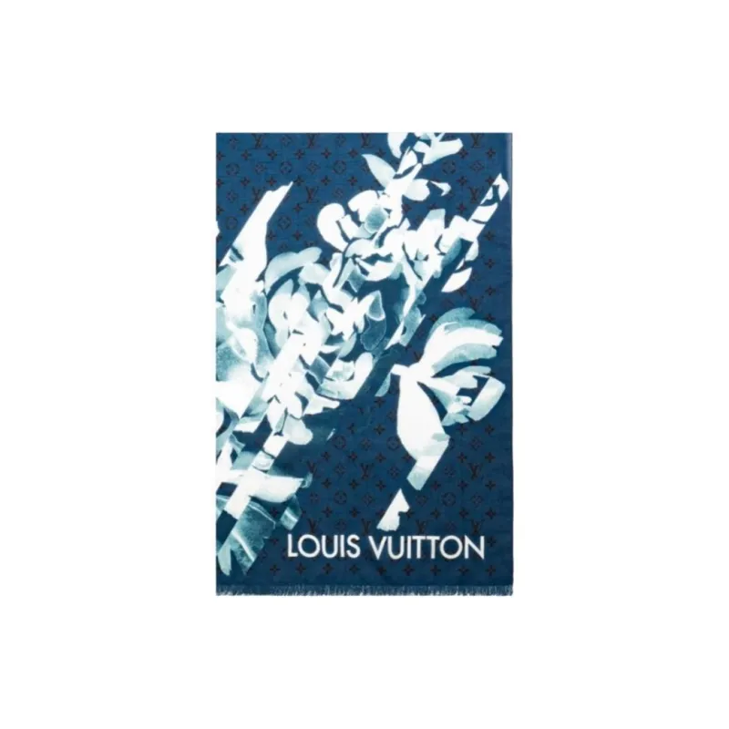 LOUIS VUITTON Silk Scarves Men's Blue-0