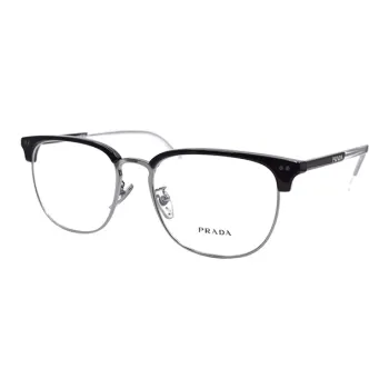 PRADA Plate And Metal Browline Optical Glasses Men's Black Silver