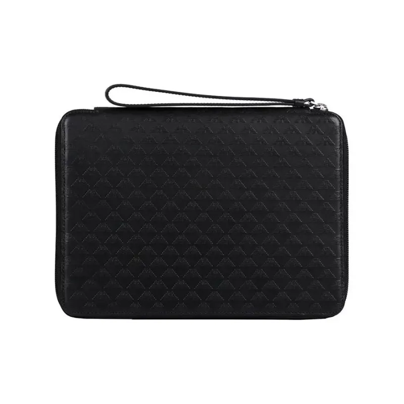 EMPORIO ARMANI Cow Leather Coin Purse Clutch Men's Black-2