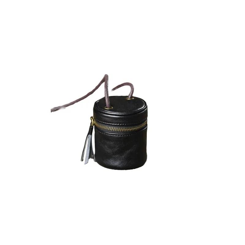 Rock Cattle Top Grain Cow Leather Lipstick Purse Crossbody Bag Shoulder Bag Mini Unisex Solid Color-8