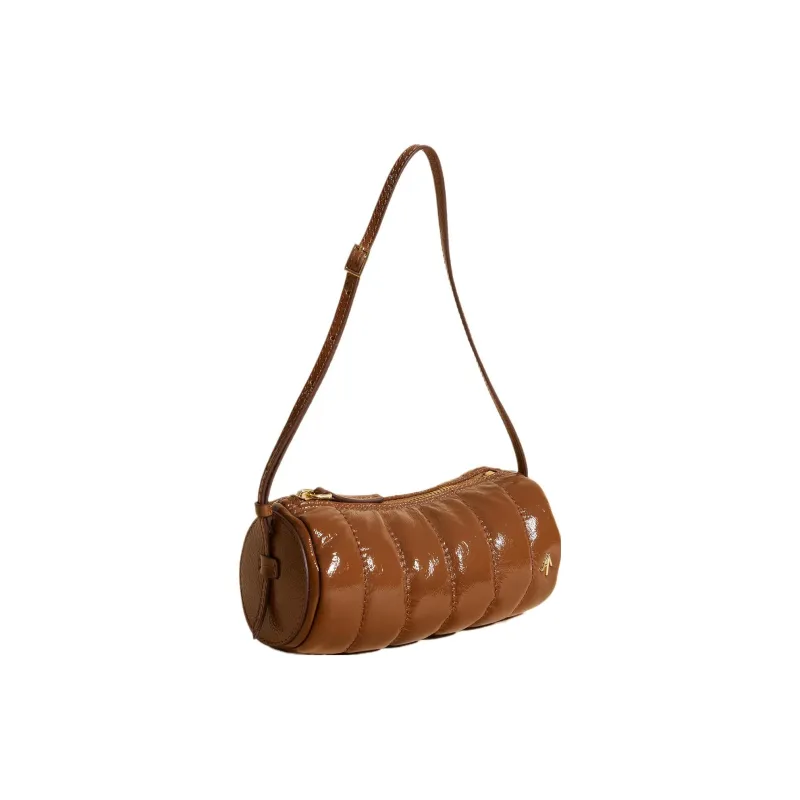 Manu Atelier Leather Cylinder Bag Handbag Shoulder Bag Women's Mocha Highlighters-1