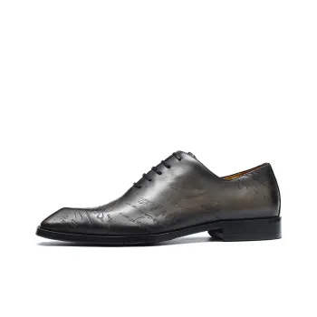 ASTON M.JAZZ Dress Shoes Men Low Top Gray/Yellow Brown