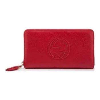 GUCCI Soho Cow Leather Wallet Women's Red