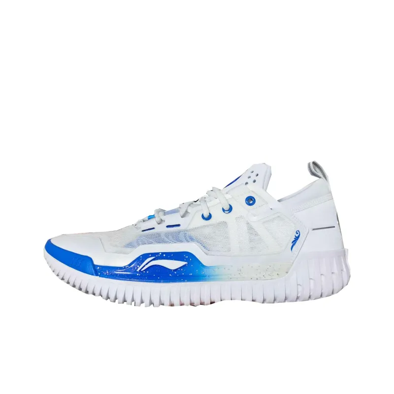 LiNing Badfive 3 Low Cushioning Wear Resistant Mid Top Basketball Shoes Men's Blue White-0
