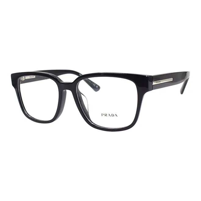 PRADA Plate Frame Square Eyeglass Frames Men's Black-0