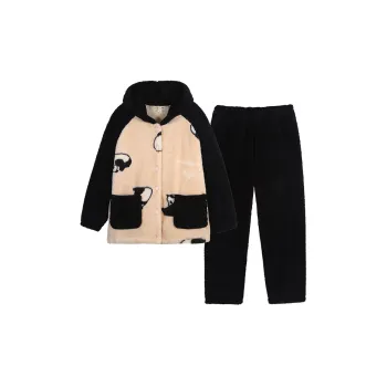 Sha Qian Pajama Set Autumn And Winter Season Women's Khaki