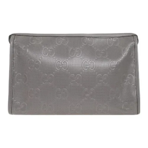 GUCCI Leather Toiletry Bags Clutches Men's Gray