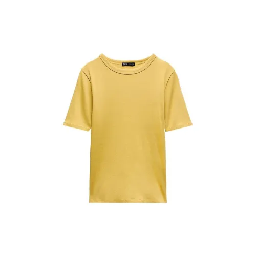 ZARA T-Shirts Women's Yellow Beige