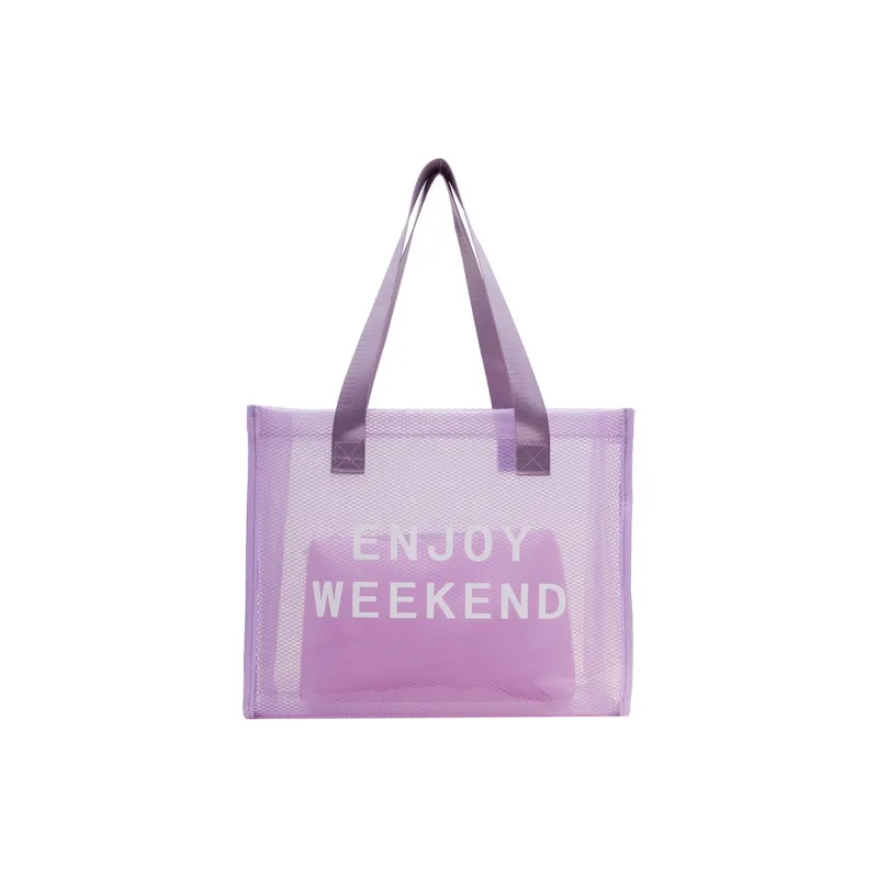 Boniu PVC Tote Bag Shopping Bag One Shoulder Handbag Large Size Women's Orange/Blue/White/Fuchsia/Purple/Black-4