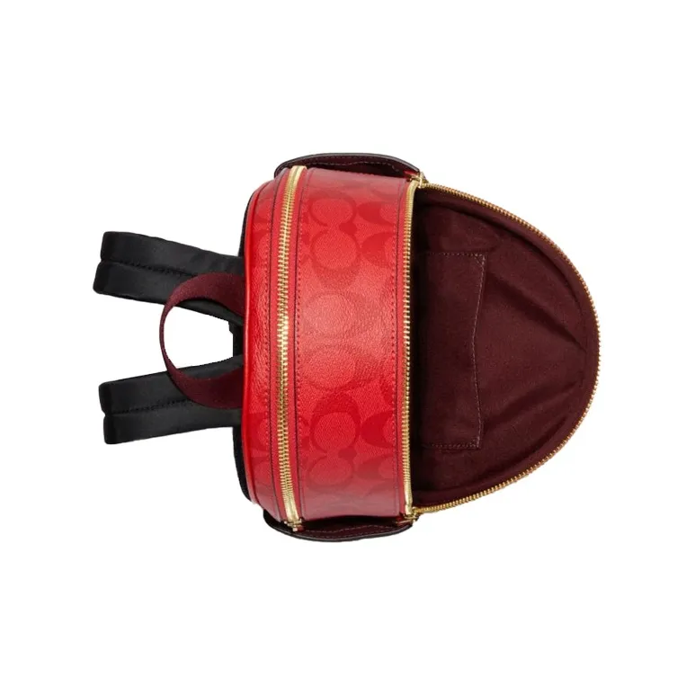 COACH Court Pebbled Leather Backpack Mini Women's Red-2