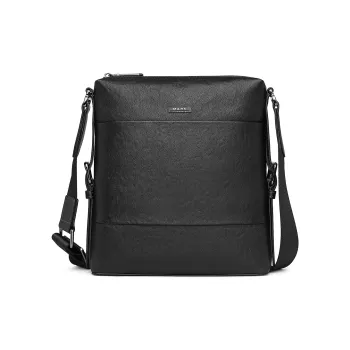 FAIRWHALE Top Grain Cow Leather Messenger Bag Shoulder Bag Crossbody Bag Regular Men's Black