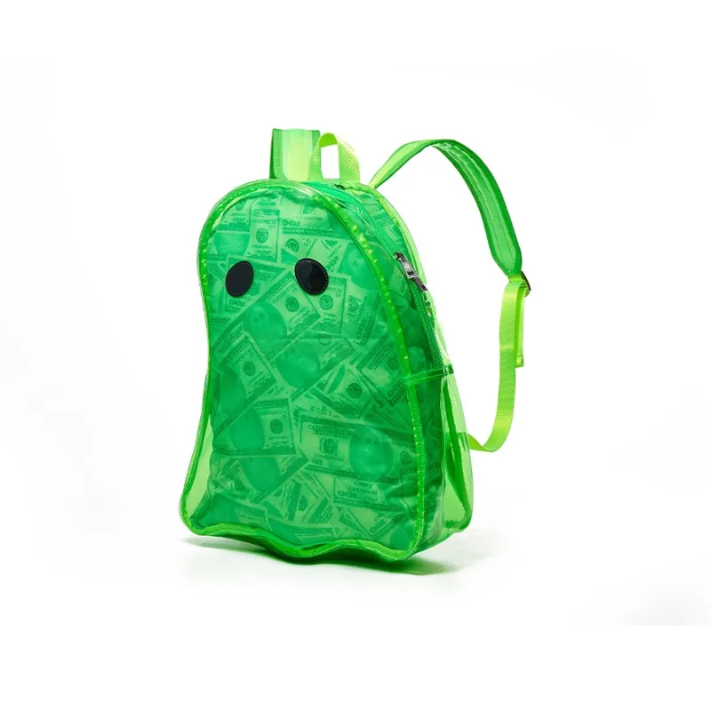 Fun And Cool Transparent TPU Backpack Medium Size Unisex Orange Red/Neon Green-5