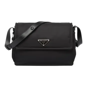 PRADA Cini Re Nylon Recycled Nylon Bonded Leather Messenger Bag Shoulder Bag Crossbody Bag Women's Black