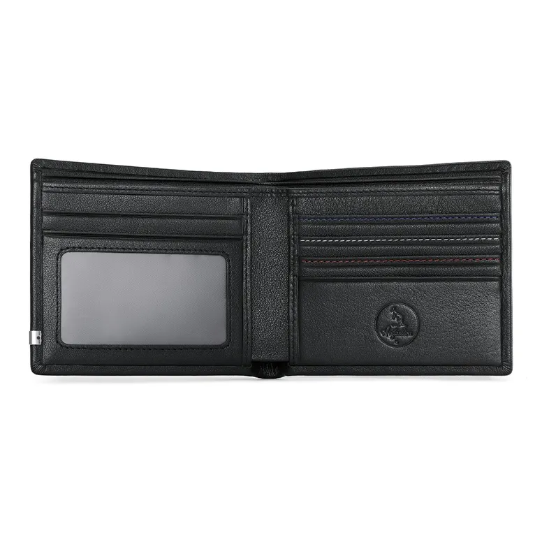 AUGTARLION Cow Leather Card Holder Wallet Money Clip Men's Black-3