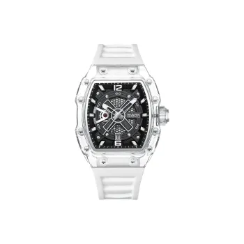 FAIRWHALE Automatic Mechanical Movement Silicone Strap Watch Men's Watches Black Dial