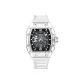 Transparent Case Black Dial White Rubber Strap