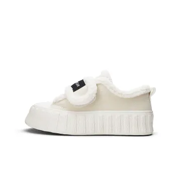 Warrior Thin Cotton Shoes Slip Resistant Warm Height Increasing Low Top Canvas Shoes Women's Beige