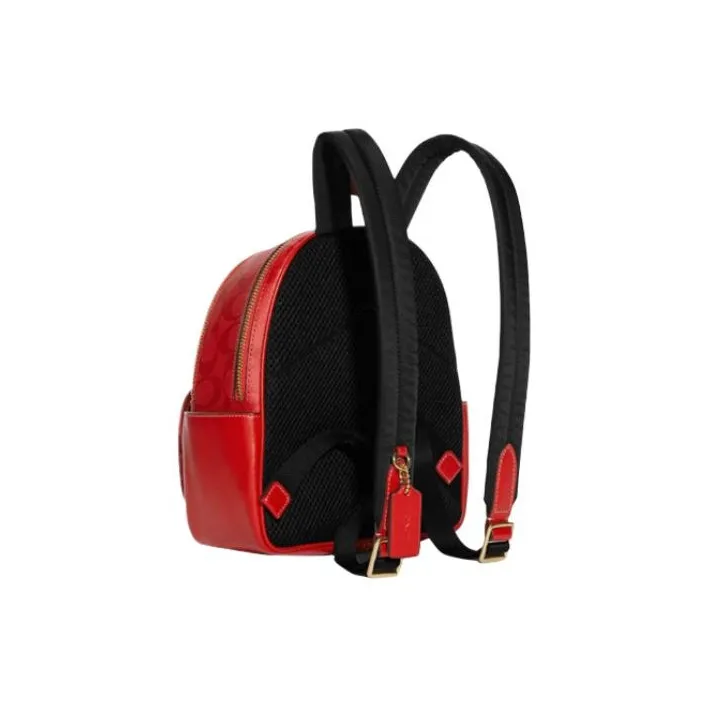 COACH Court Pebbled Leather Backpack Mini Women's Red-1