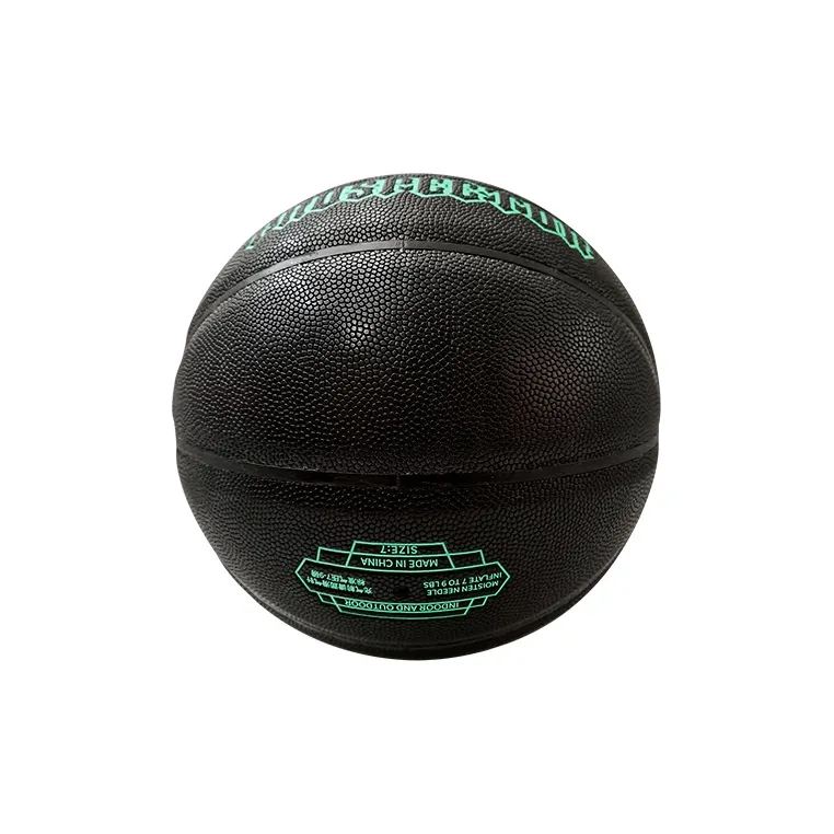 KANTANZHE PU Basketball Black White Green Size 7 Training Unisex-4