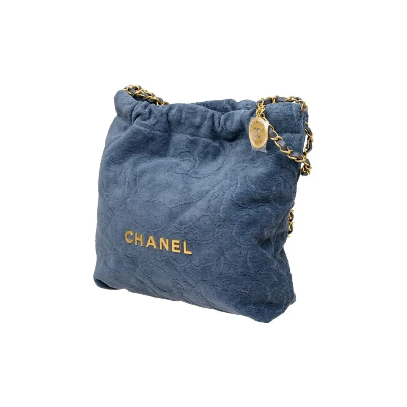 CHANEL Canvas & Metal Handbag, Shoulder Bag Women's Denim Blue-1