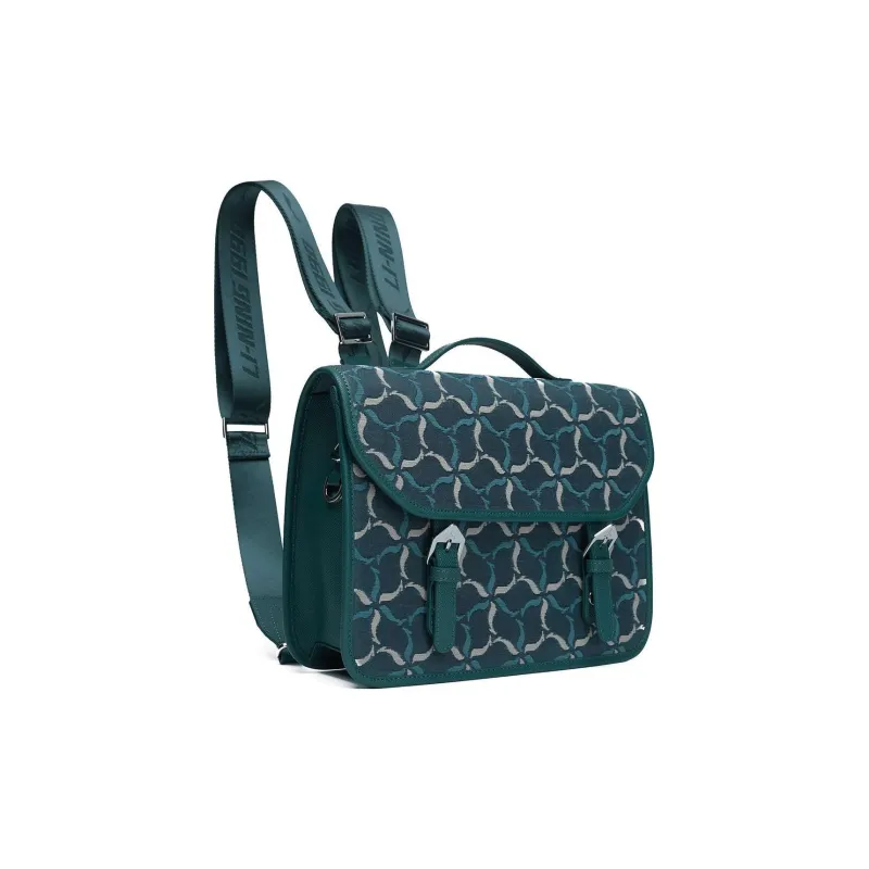 LI NING 1990 Cow Leather Backpack Unisex Nouveau Green Fat-1